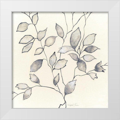 Whispering Leaves I White Modern Wood Framed Art Print by Tava Studios