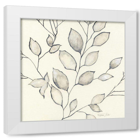 Whispering Leaves II White Modern Wood Framed Art Print by Tava Studios