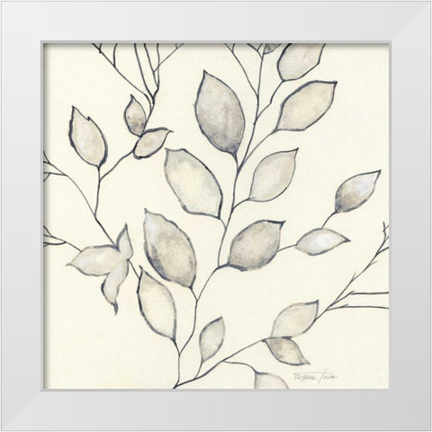 Whispering Leaves II White Modern Wood Framed Art Print by Tava Studios