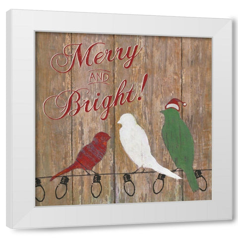 Merry and Bright White Modern Wood Framed Art Print by Tava Studios