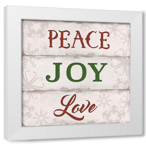 Peace, Joy, Love White Modern Wood Framed Art Print by Tava Studios
