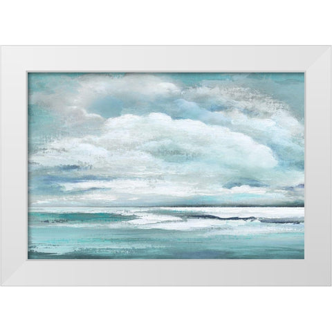 Billowing Clouds White Modern Wood Framed Art Print by Tava Studios