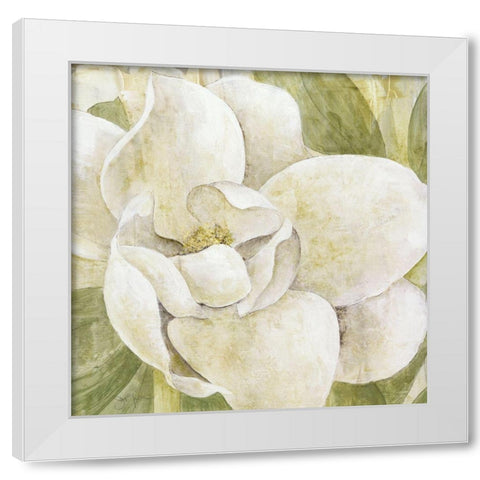 Magnolia Dolce White Modern Wood Framed Art Print by Tava Studios