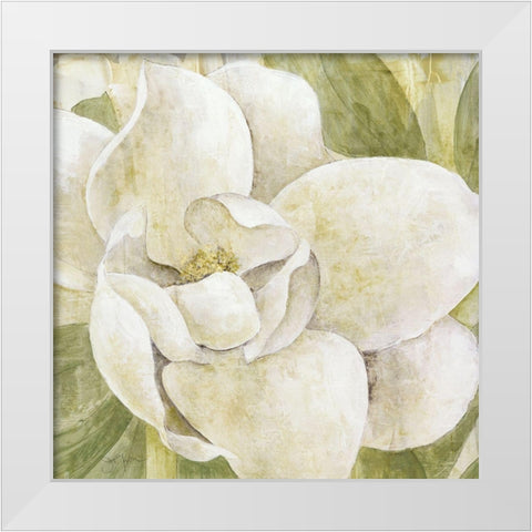Magnolia Dolce White Modern Wood Framed Art Print by Tava Studios