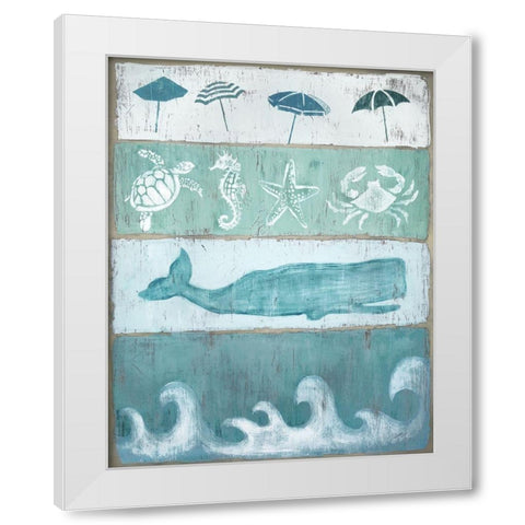 By The Sea White Modern Wood Framed Art Print by Tava Studios