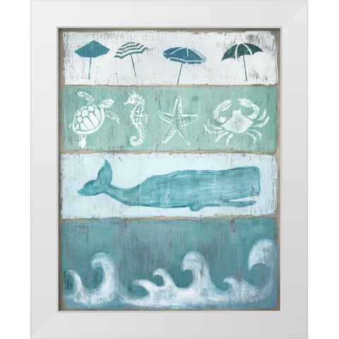 By The Sea White Modern Wood Framed Art Print by Tava Studios