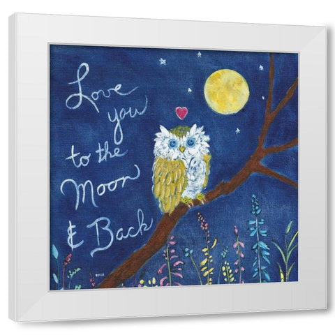 Love You Owl White Modern Wood Framed Art Print by Tava Studios