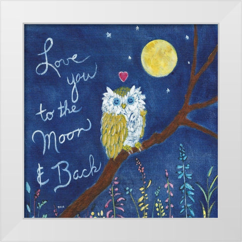 Love You Owl White Modern Wood Framed Art Print by Tava Studios