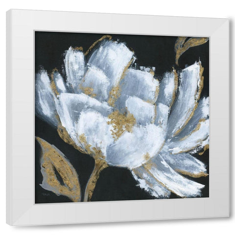 Midnight Bloom White Modern Wood Framed Art Print by Tava Studios