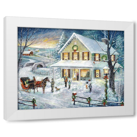 Christmas Visit White Modern Wood Framed Art Print by Manning, Ruane