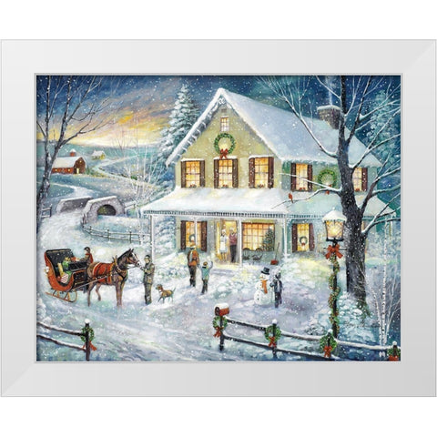 Christmas Visit White Modern Wood Framed Art Print by Manning, Ruane