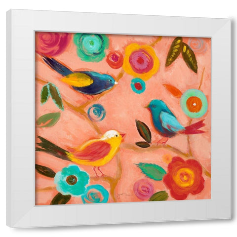 Birds and Whimsy II White Modern Wood Framed Art Print by Tava Studios