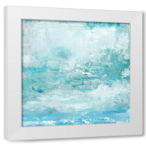 Aqua Skies White Modern Wood Framed Art Print by Tava Studios