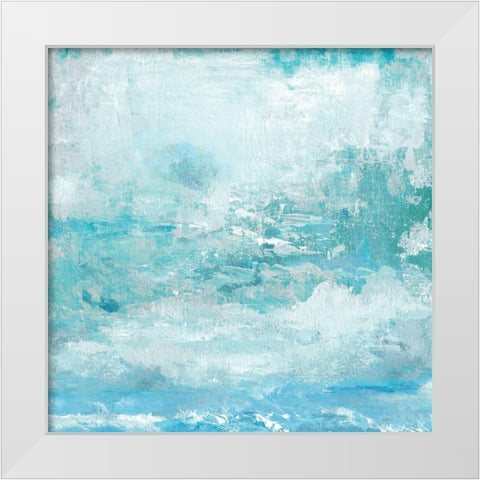 Aqua Skies White Modern Wood Framed Art Print by Tava Studios