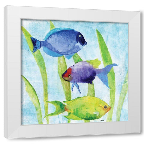 Iridescent Fish I White Modern Wood Framed Art Print by Tava Studios
