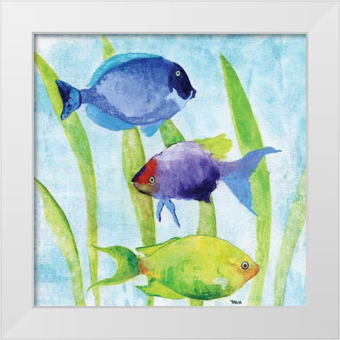 Iridescent Fish I White Modern Wood Framed Art Print by Tava Studios