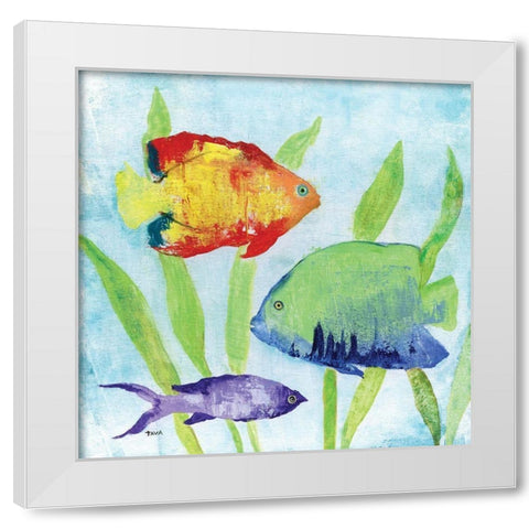 Iridescent Fish II White Modern Wood Framed Art Print by Tava Studios