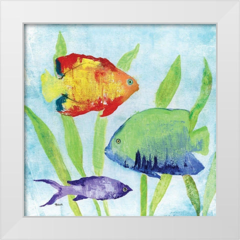 Iridescent Fish II White Modern Wood Framed Art Print by Tava Studios