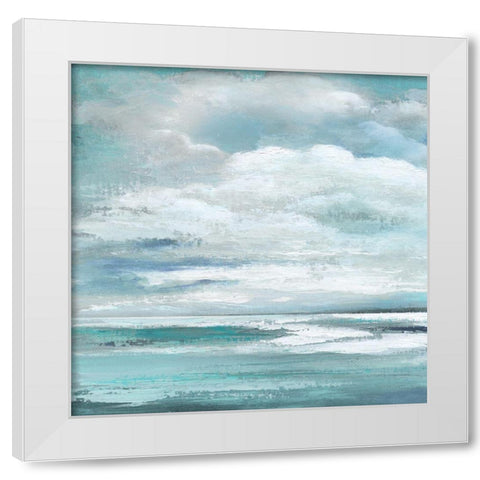 Billowing Clouds White Modern Wood Framed Art Print by Tava Studios