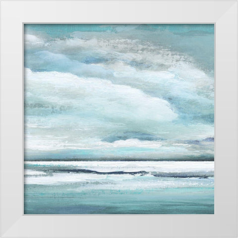 Billowing Clouds White Modern Wood Framed Art Print by Tava Studios