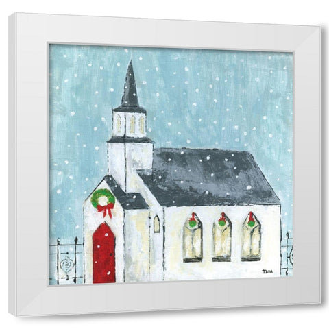 Christmas Night White Modern Wood Framed Art Print by Tava Studios