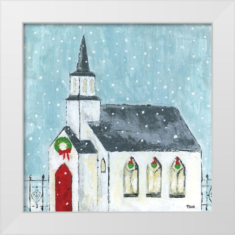 Christmas Night White Modern Wood Framed Art Print by Tava Studios