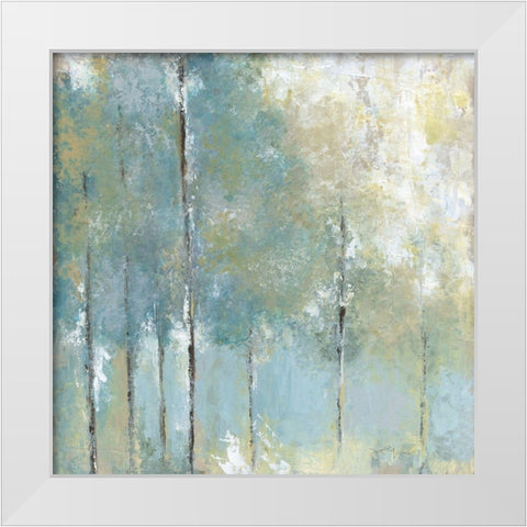 Whispering Light White Modern Wood Framed Art Print by Tava Studios