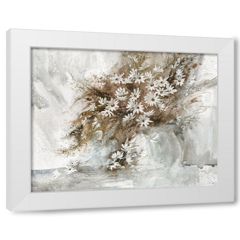 Daisy White Modern Wood Framed Art Print by Bjorkland, George