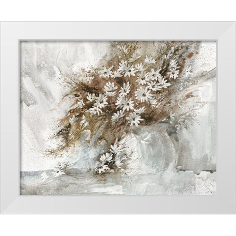 Daisy White Modern Wood Framed Art Print by Bjorkland, George