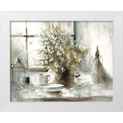 Daisy Still White Modern Wood Framed Art Print by Bjorkland, George