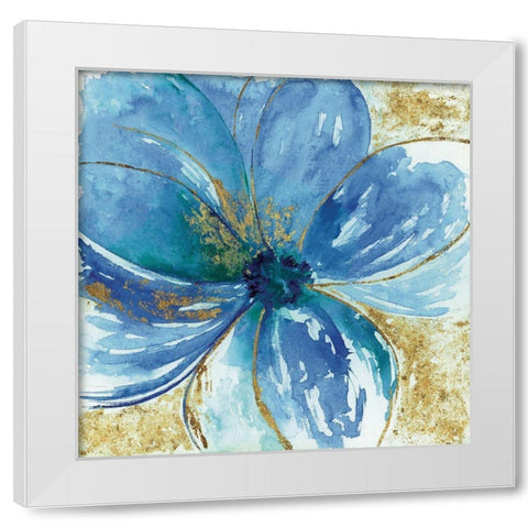Nigella Blue White Modern Wood Framed Art Print by Tava Studios