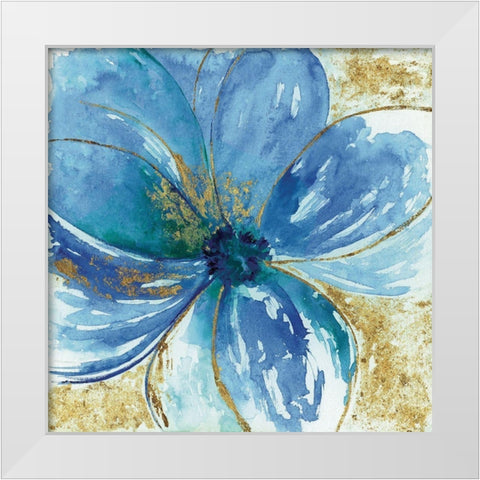 Nigella Blue White Modern Wood Framed Art Print by Tava Studios