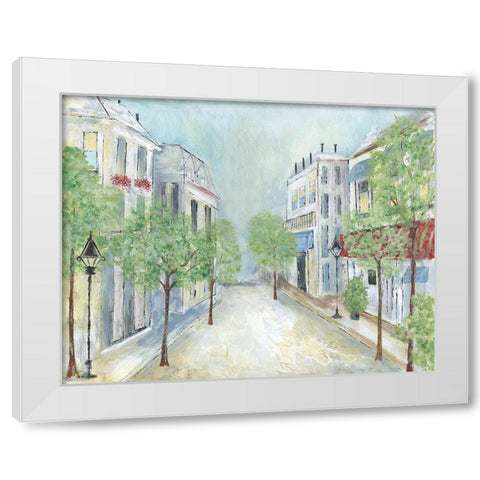 Springtime Stroll White Modern Wood Framed Art Print by Tava Studios