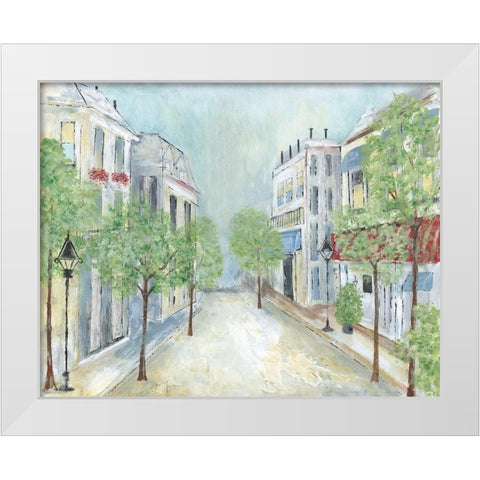 Springtime Stroll White Modern Wood Framed Art Print by Tava Studios
