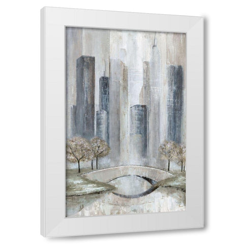 Central Park White Modern Wood Framed Art Print by Tava Studios