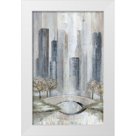 Central Park White Modern Wood Framed Art Print by Tava Studios