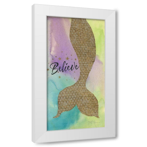 Mermaid Believe White Modern Wood Framed Art Print by Tava Studios
