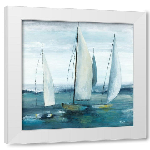 Out To Sea White Modern Wood Framed Art Print by Tava Studios