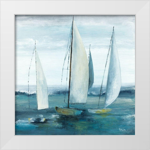 Out To Sea White Modern Wood Framed Art Print by Tava Studios