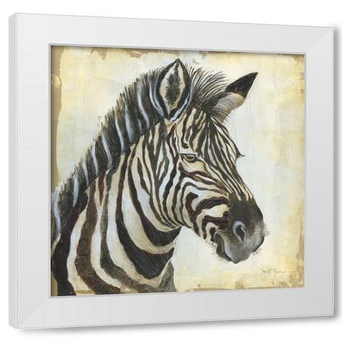 Patterned Zebra White Modern Wood Framed Art Print by Tava Studios