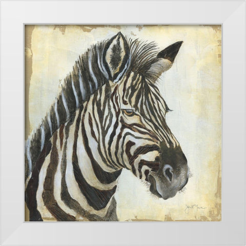 Patterned Zebra White Modern Wood Framed Art Print by Tava Studios