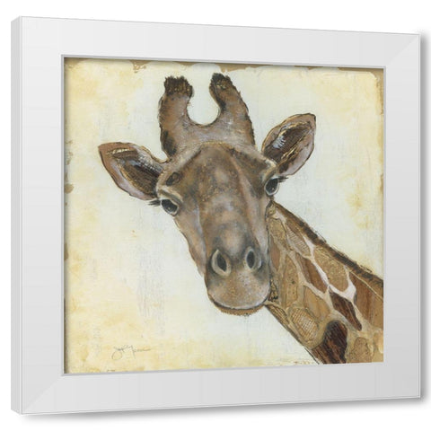 Patterned Giraffe White Modern Wood Framed Art Print by Tava Studios