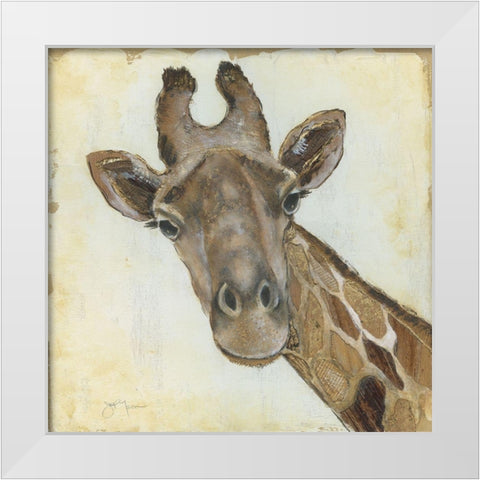 Patterned Giraffe White Modern Wood Framed Art Print by Tava Studios