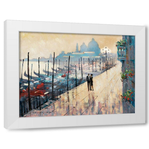 Venice Encounter White Modern Wood Framed Art Print by Orme, E. Anthony