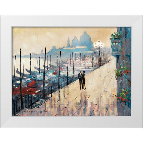Venice Encounter White Modern Wood Framed Art Print by Orme, E. Anthony