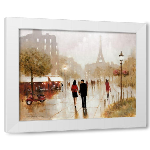 Romantic Stroll White Modern Wood Framed Art Print by Orme, E. Anthony