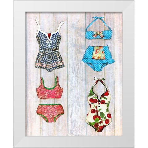 Vintage Bathing Suits I White Modern Wood Framed Art Print by Tava Studios