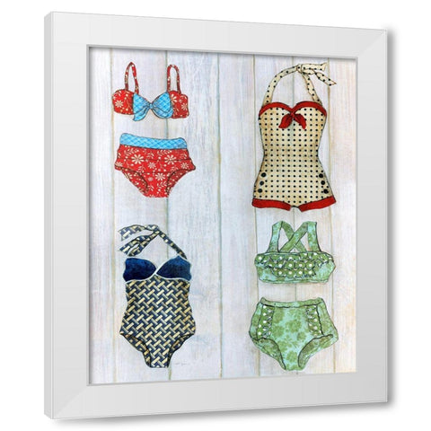 Vintage Bathing Suits II White Modern Wood Framed Art Print by Tava Studios
