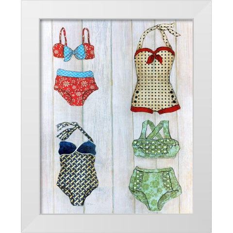 Vintage Bathing Suits II White Modern Wood Framed Art Print by Tava Studios