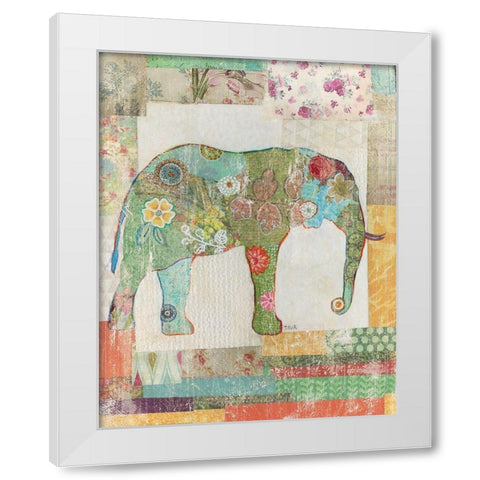 Elephant Montage White Modern Wood Framed Art Print by Tava Studios